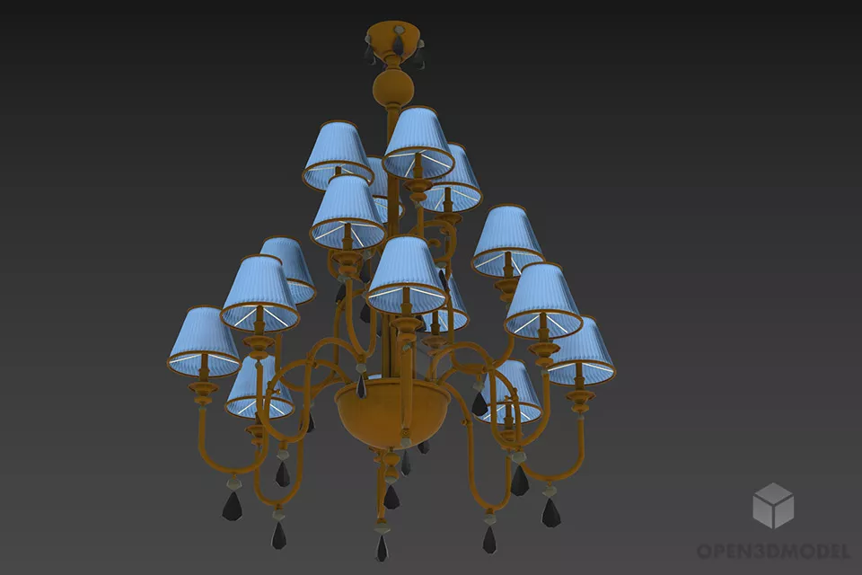 Pendant Lamp With Four Shades 3d model