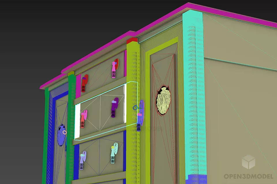 Retro Wooden Locker 3d model 2