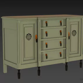 Retro Wooden Locker 3d model