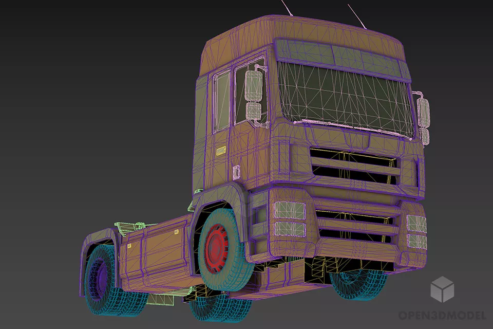 Truck Trailer Head Vehicle 3d model 2