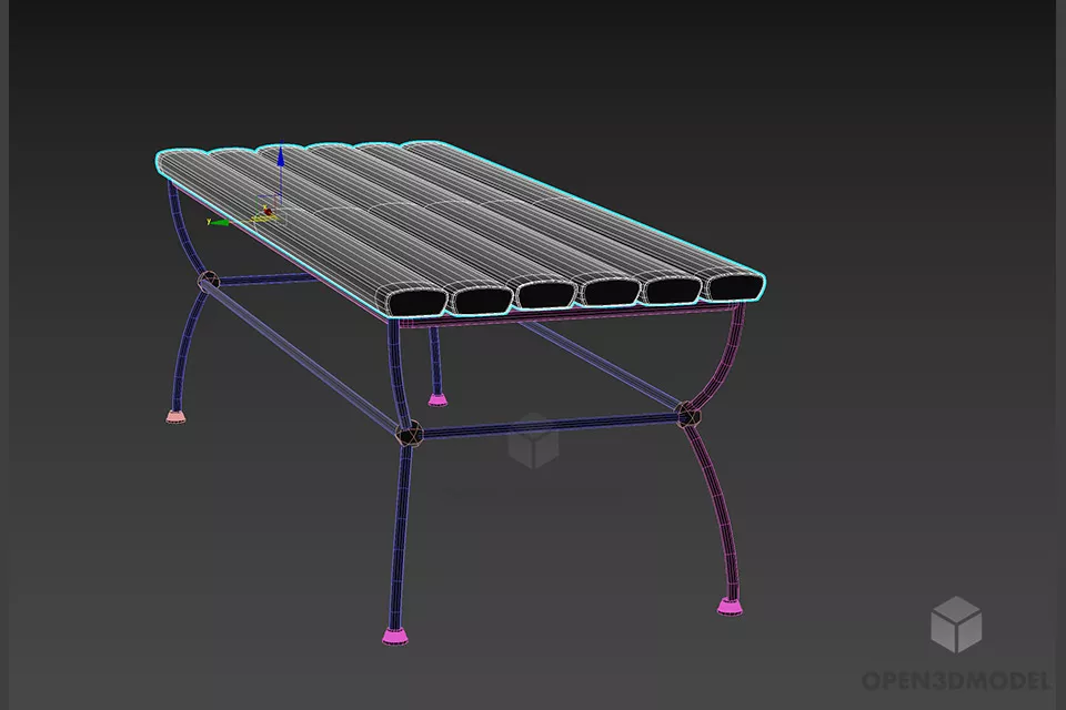 Simple Waiting Bench For Public Space 3d model 2