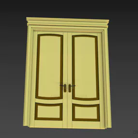 Antique Door With Carved Frame Panel 3d model