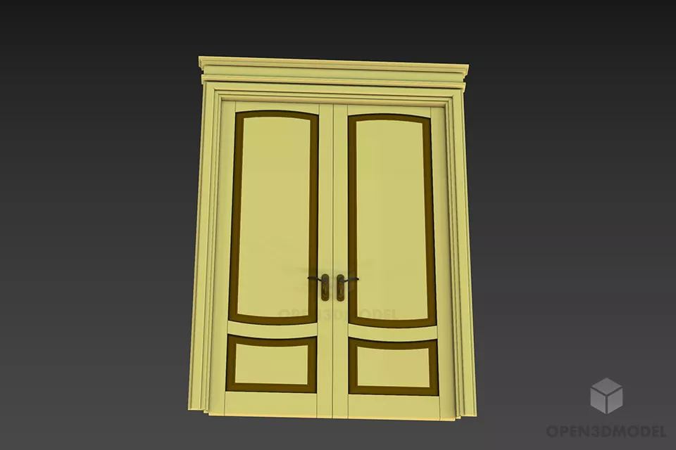 Antique Door With Carved Panel 3d model