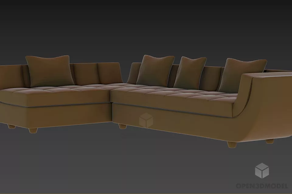 Lounge Sofa With Tufted Upholstered 3d model