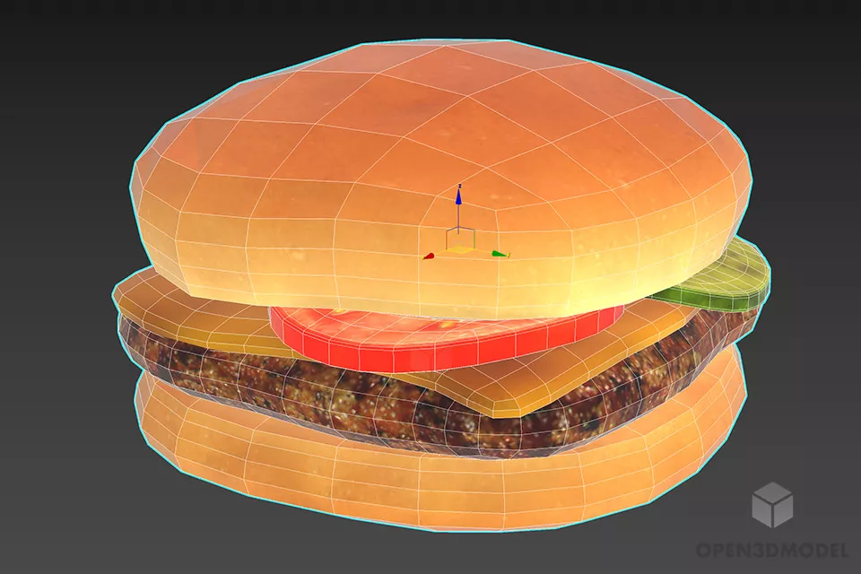 Cheese Burger Fastfood 3d model 2