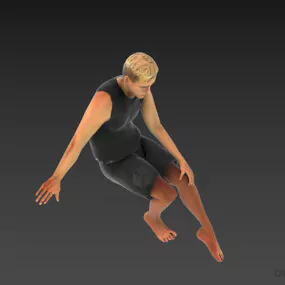 Black Shirt Man Sitting Pose 3d model