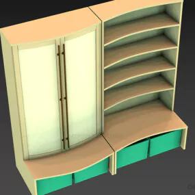 Mdf Bookcase White Painted With Drawers 3d model