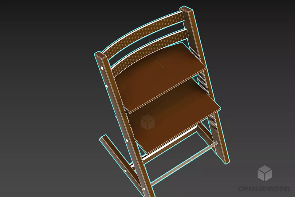 Cantilever Wood Chair For Kids 3d model 2