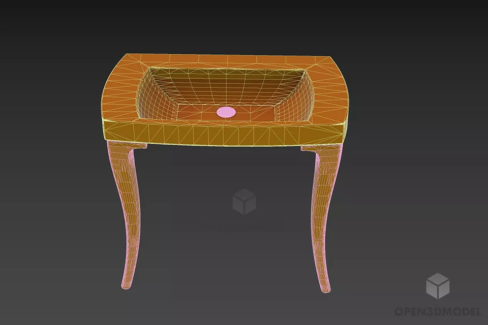 Bedroom Sink Console Curved Leg 3d model 2