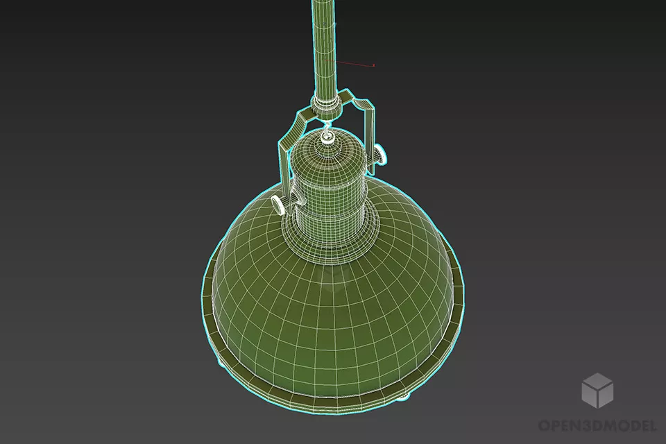 Aluminum Pendant Lamp Industrial Style 3d model 2