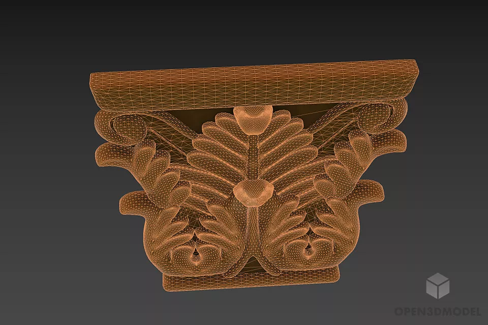 Syrian Column Head Carved Decoctive 3d model 2