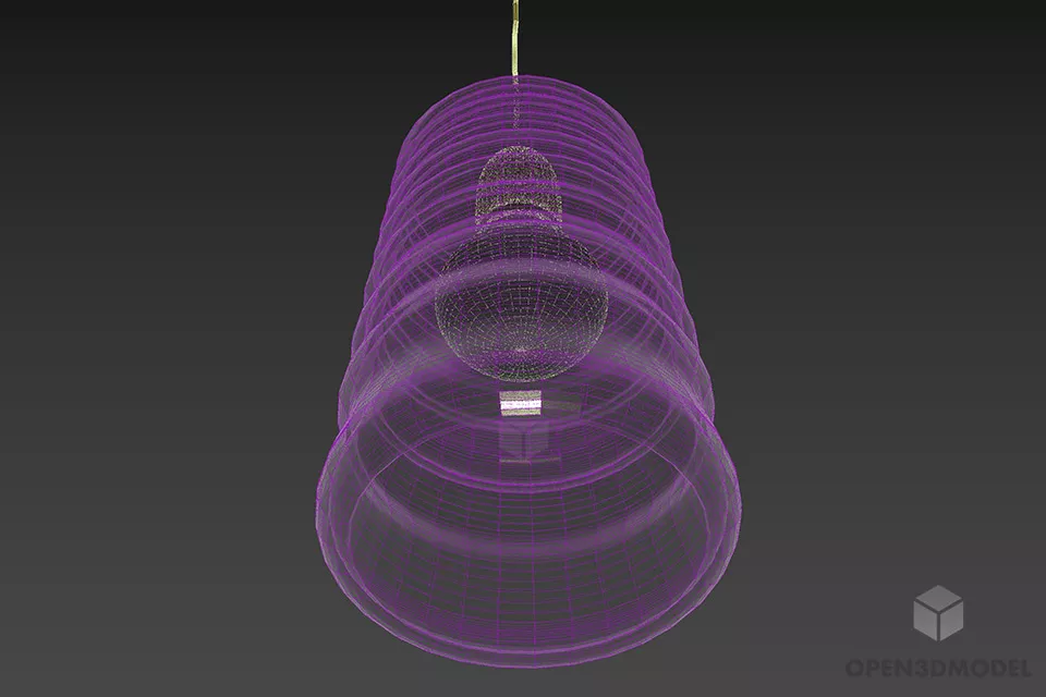 Ceiling Pendant Lamp With Paper Lantern Shade 3d model 2