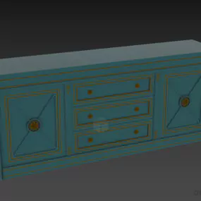 Black Antique With Drawers 3d model