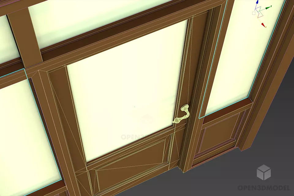 Elegant Door With Glass Frame 3d model 2