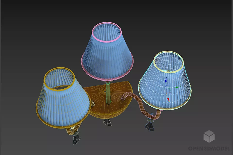 Blue Shade Golden Sconce Lamp 3d model 2