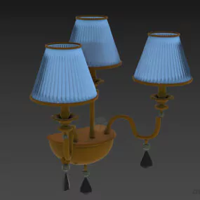 Blue Shade Golden Sconce Lamp 3d model