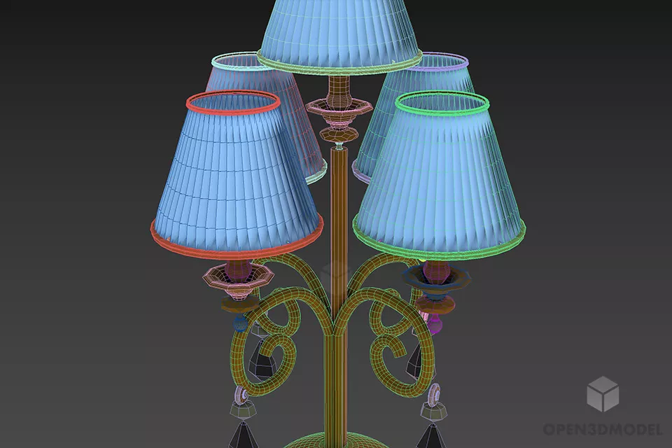 Blue Shade Table Lamp With Diamond 3d model 2