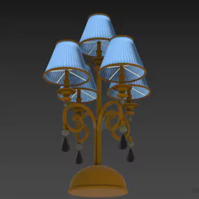 Blue Shade Table Lamp With Diamond 3d model