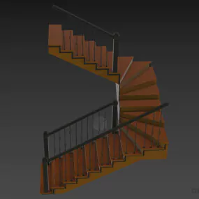 Concrete Stair Decorative With Handrail 3d model