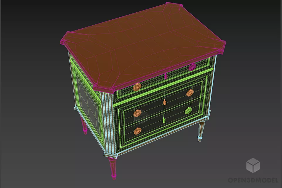 Walnut Nightstand Elegant Furniture 3d model 2