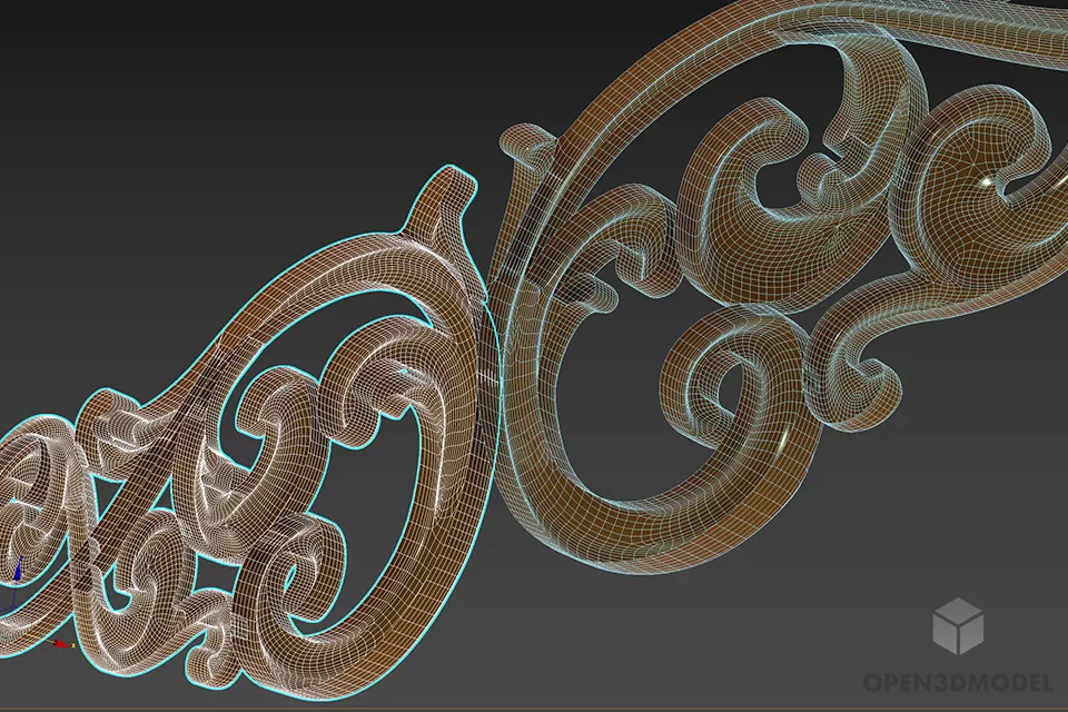 Floral Decoration Plaster Wall Mounted 3d model 2