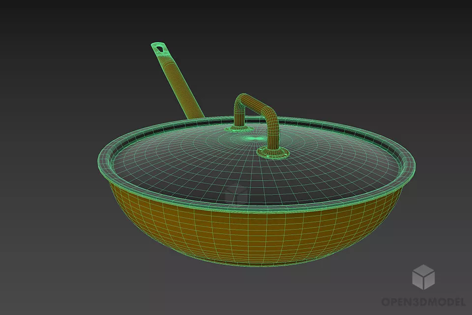 Frying Pan With Glass Cap 3d model 2