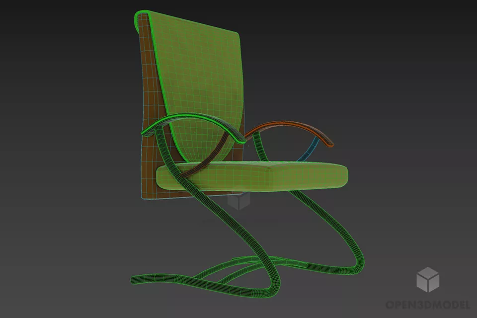 Cantilever Office Armchair With Inox Frame 3d model 2