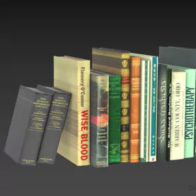 Various Size Of Book Stack With Labels 3d model