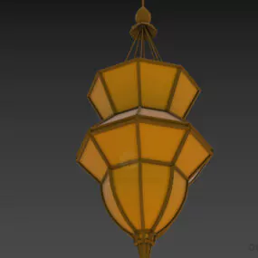 Wood Asian Lantern, Pendant Lamp 3d model