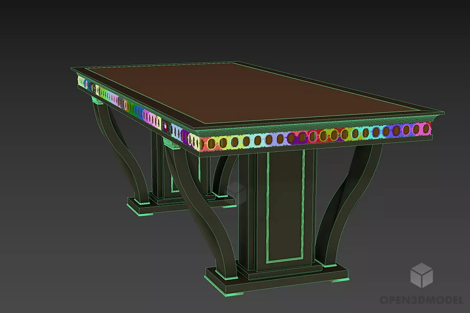 Decorative Rectangle Table With Inox Leg 3d model 2