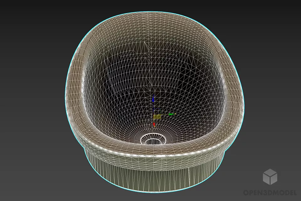 Round Edge Sink 3d model 2