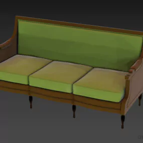 Elegant Leather Sofa, Green Leather Sofa 3d model