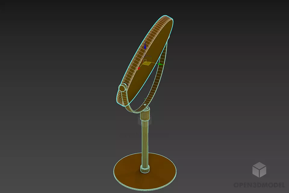 Portable Mirror Round Shape 3d model 2