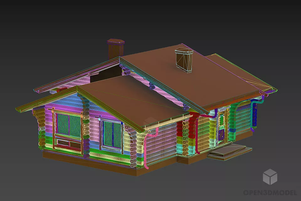 Roof House Wood Frame 3d model 2