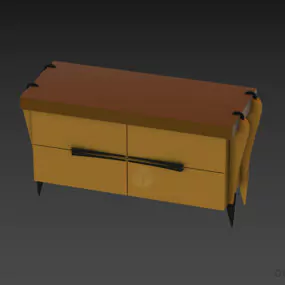 Modern Wood Locker With Four Drawers 3d model