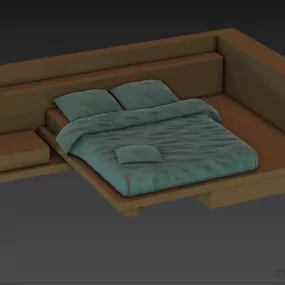 Bed Novam With Back Wall And Stand 3d model