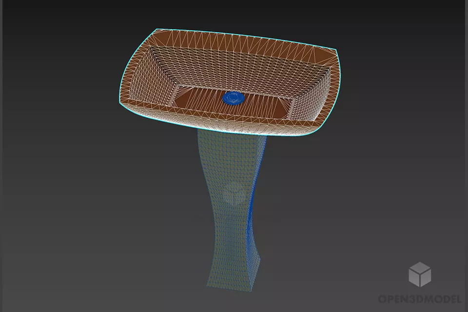 Art Sink With Leg 3d model 2