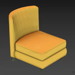 Sofa Armchair Upholstered, Beige Textile Chair 3d model