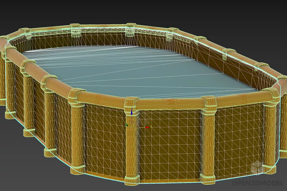 Round Edge Pool 3d model 2