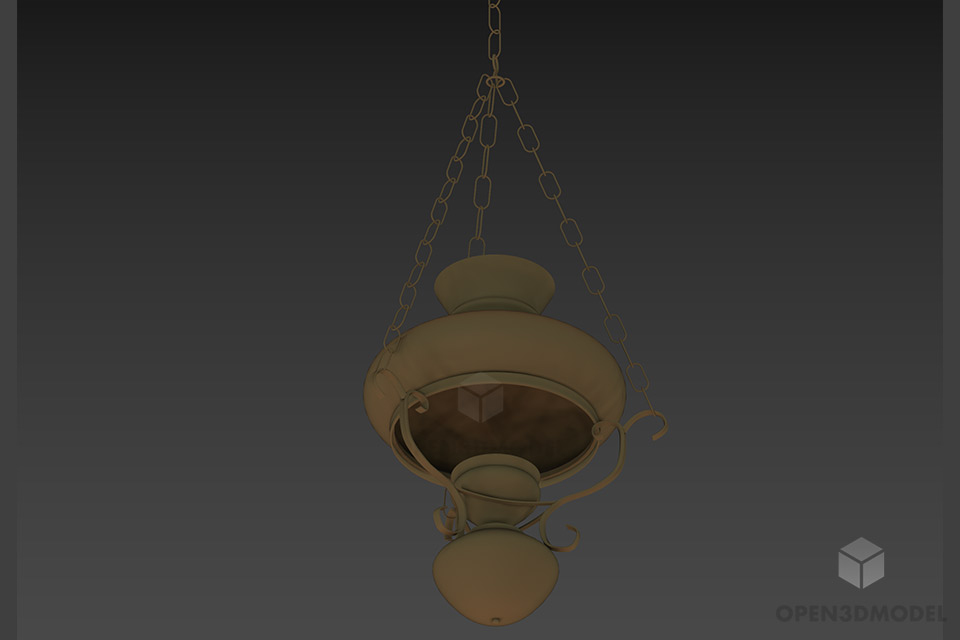 Old Pendant Oil Lamp Free 3d Model - .3ds, .Gsm, .Max - Open3dModel