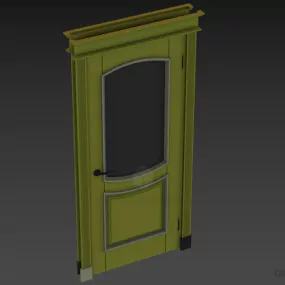 Antique Black Door, Carved Door Style 3d model