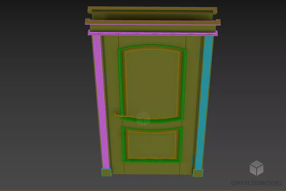 Antique Black Door Furniture 3d model 2