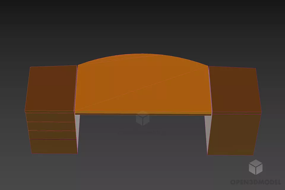 Work Table With Dual Cabinets 3d model 2