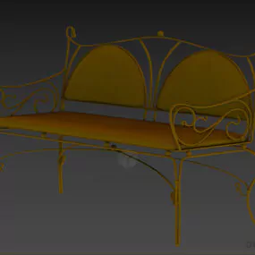 Antique Steel Bench, Curved Frame Bench 3d model