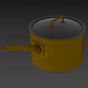 Kitchen High Pan, Inox Pan 3d model