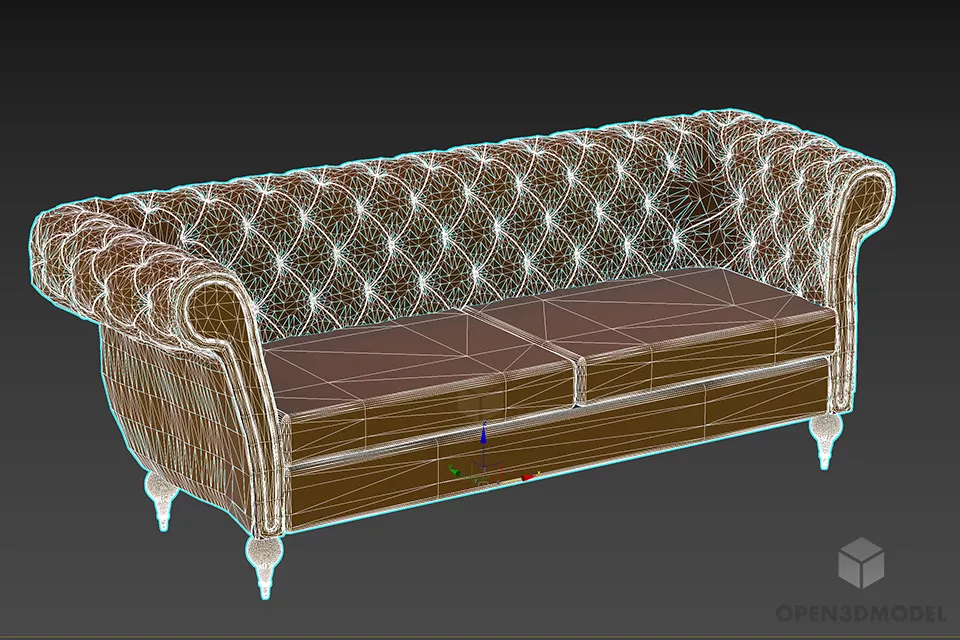 Sofa Red Color, Upholstered Sofa 3d model 2