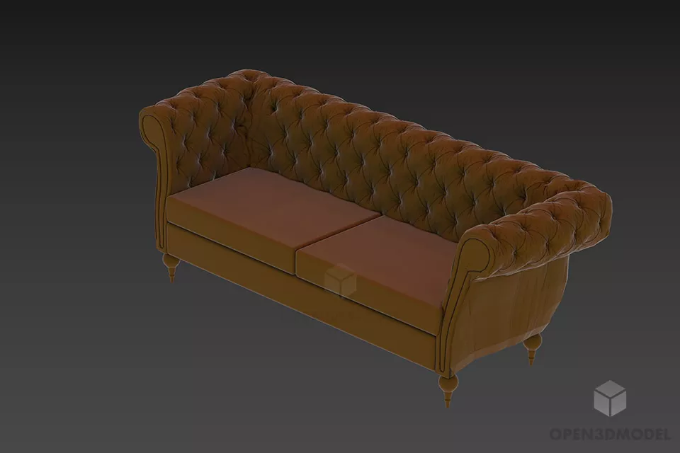 Textile Sofa Two Seats 3d model