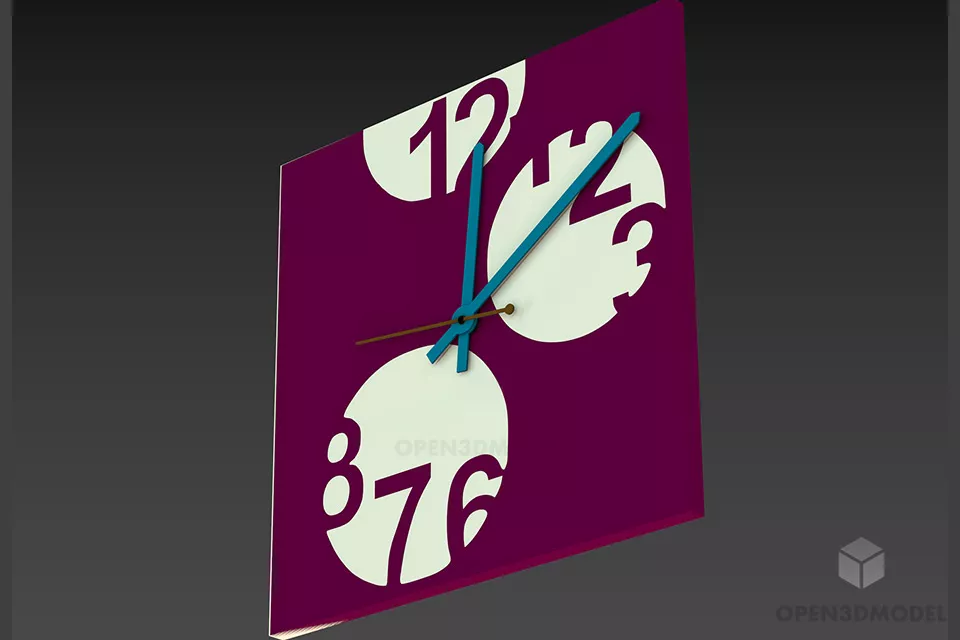 Kids Clock Cat Shape 3d model