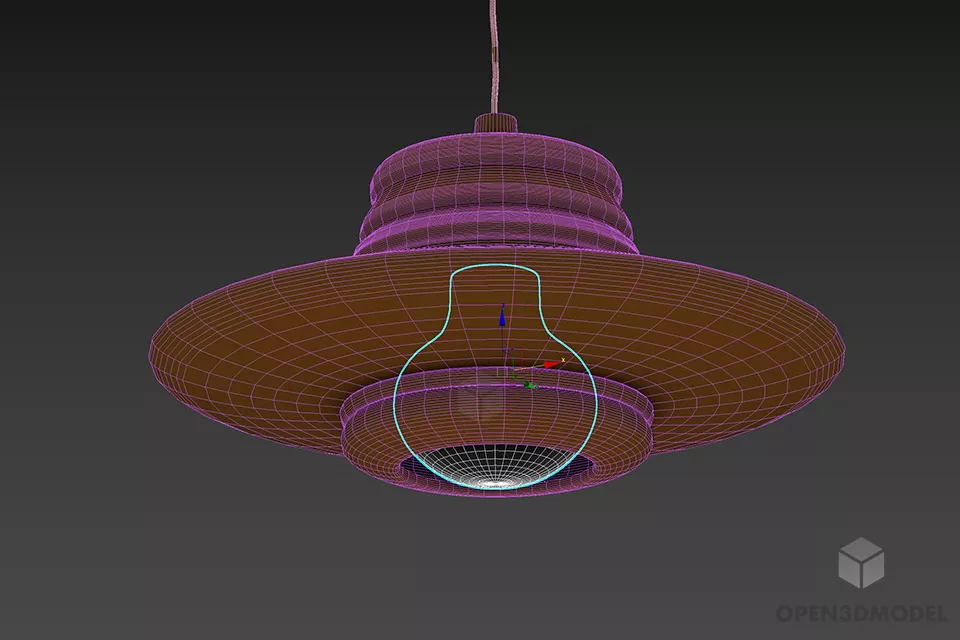 Pendant Lamp Brass Shade, Industrial Lamp Style 3d model 2