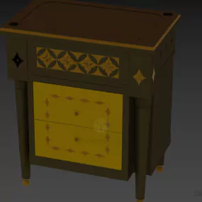 Nightstand With Decorative Carved Wooden 3d model